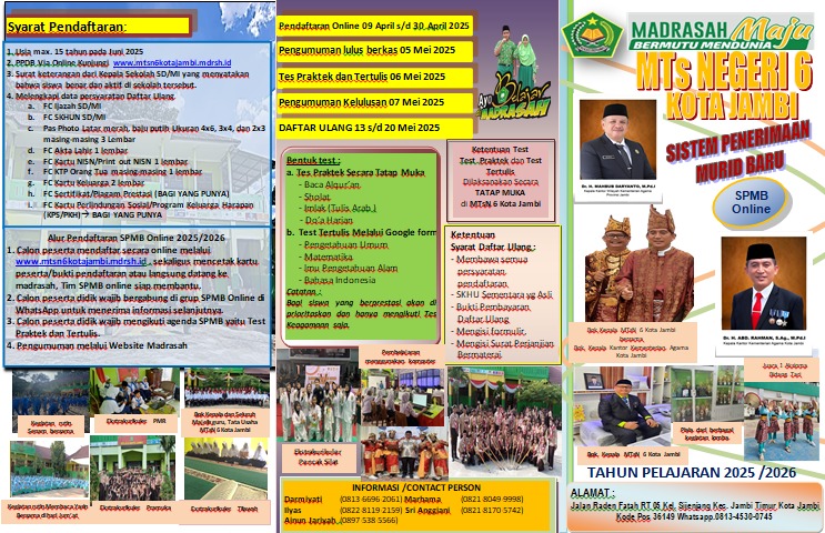 PPDB MTsN 6 KOTA JAMBI TP. 2025-2026 TELAH DIBUKA